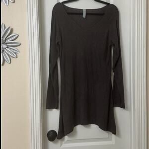 Ashley Blue Heathered Charcoal Long Sleeve Asymmetrical Hem Knit Dress Size L